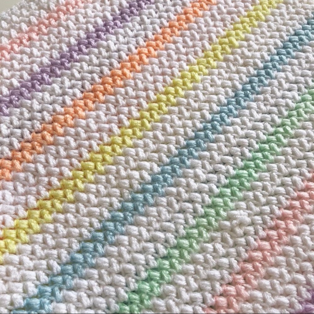 Handmade White Pastel 🌈 Crochet Blanket Afghan - Picture 2 of 4
